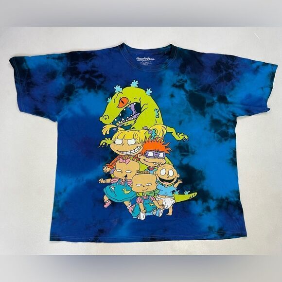 Rugrats Graphic T-shirt Men XXL Blue Tie Dye Short Sleeve - Picture 1 of 6